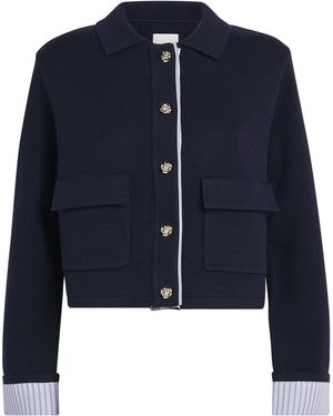 Sandro Wool-Blend Polo Cardigan - Blue