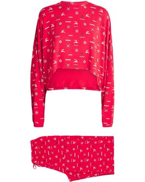 Skims Modal-Blend Cropped Henley Pajama Set - Pink