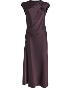 Theory Satin Twisted Midi Dress - Purple