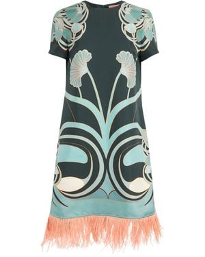 La DoubleJ Silk Ostrich-Feather Mini Dress - Green