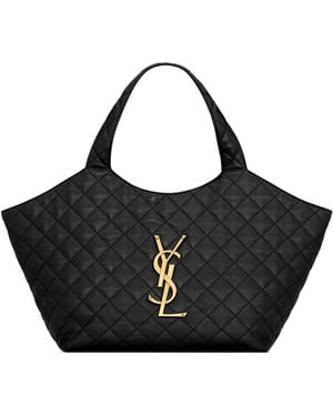 Saint Laurent Medium Icare Quilted Tote Bag - Black