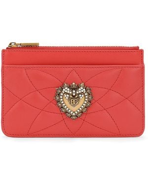 Dolce & Gabbana Leather Devotion Zipped Card Holder - Red