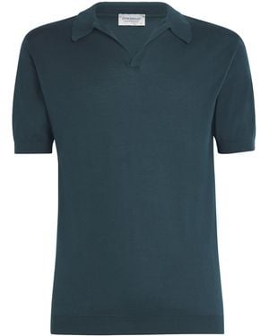 John Smedley Sea Island Cotton Skipper-Collar Noah Polo Shirt - Green
