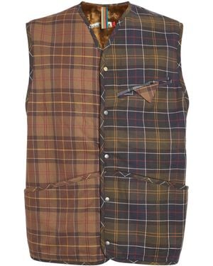 Barbour X Paul Smith Cotton Tartan Liner Gilet - Brown