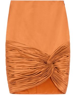 Valentino Satin Draped Plissé Mini Skirt - Orange