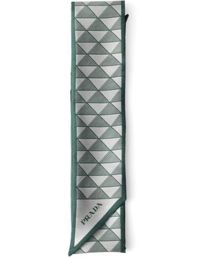 Prada Silk Triangle Skinny Scarf - Green