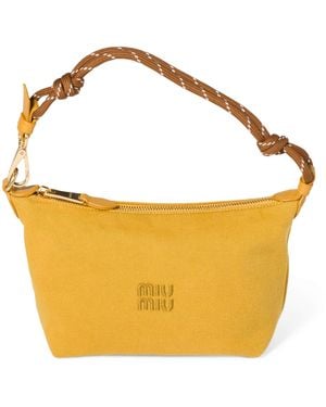 Miu Miu Cotton Gabardine Logo Pouch - Yellow