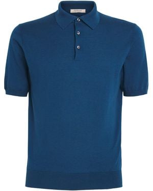 FIORONI CASHMERE Cotton-Cashmere Polo Shirt - Blue