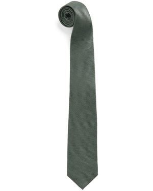Isaia Silk Micro-Houndstooth Tie - Green