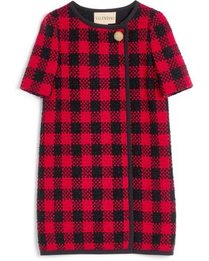 Valentino Tweed Check Mini Dress - Red