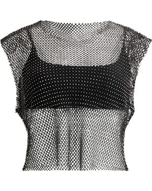 AllSaints Mesh Embellished Calytrix Crop Top - Gray