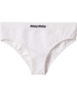 Miu Miu Ribbed Seamless Briefs - White