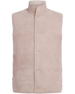 N.Peal Cashmere Reversible Organic Cashmere-Suede Gilet - Brown