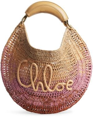 Chloé Raffia Gradient Summer Banana Shoulder Bag - Pink