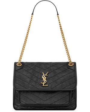 Saint Laurent Medium Leather Niki Shoulder Bag - Black