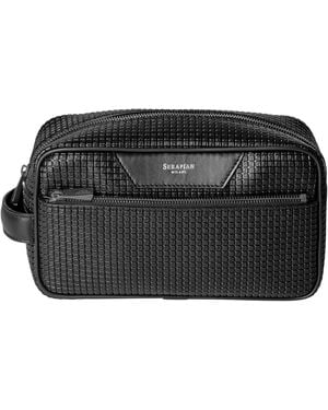 Serapian Coated Canvas-Leather Wash Bag - Black