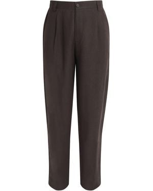 Oliver Spencer Linen-Cotton Morton Pleated Trousers - Brown