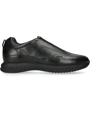 John Lobb Leather Stream Laced Sneakers - Black