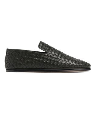 Bottega Veneta Leather Intrecciato Loafers - Black