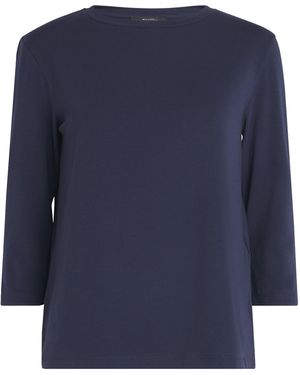 Weekend by Maxmara Stretch-Cotton Cropped-Sleeve T-Shirt - Blue