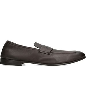 ZEGNA Leather L'Asola Loafers - Grey
