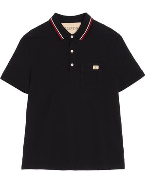 Valentino Garavani Cotton Jersey Vlogo Polo Shirt - Black