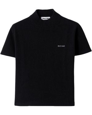 Miu Miu Cashmere Short-Sleeve Jumper - Black
