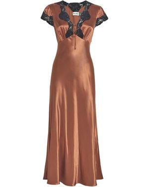 RIXO London Amari Maxi Dress - Brown