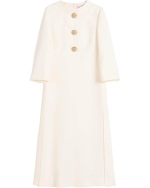 Valentino Virgin Wool-Silk Midi Dress - White