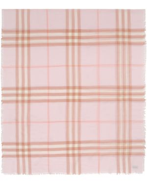Burberry Wool Check Scarf - Pink