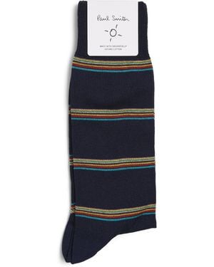 Paul Smith Block Signature Stripe Socks - Blue