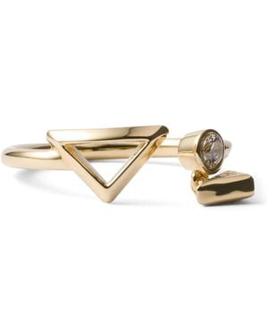 Prada Embellished Triangle Charm Ring - Metallic