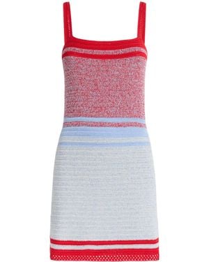 Escvdo Knitted Plumar Mini Dress - Red