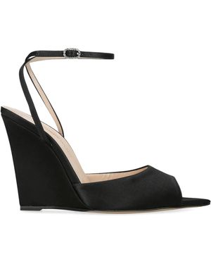 Andrea Wazen Satin Loulou Wedge Sandals 105 - Black