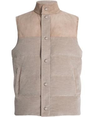 FIORONI CASHMERE Suede-Corduroy Down Gilet - Brown