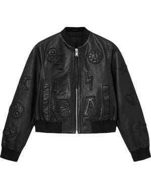 AllSaints Leather Orten Bomber Jacket - Black