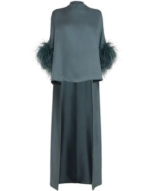 LAPOINTE Silk Twill Feather Cape Top - Blue