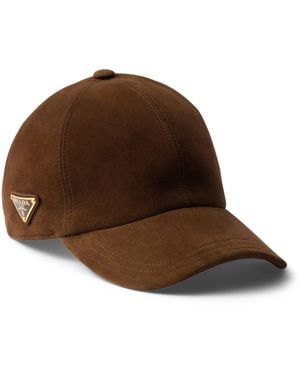 Prada Suede Logo Baseball Cap - Brown