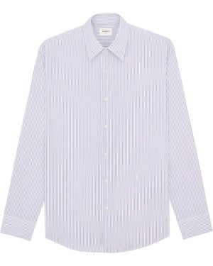 Saint Laurent Stripe Cassandre Shirt - White