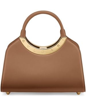 BVLGARI Medium Leather Roma Top-Handle Bag - Brown
