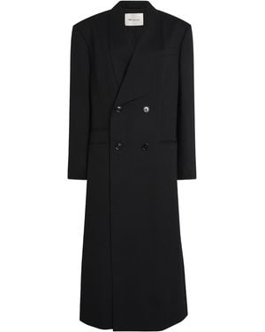Ami Paris Wool Double-Breasted Coat - Black