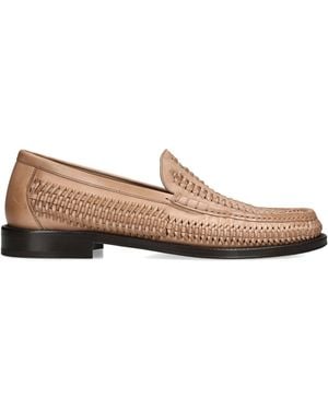 Brunello Cucinelli Leather Woven Loafers - Brown