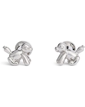 Babette Wasserman Rhodium-Plated Balloon Monkey Cufflinks - White
