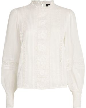 ME+EM Cotton Voile Lace Blouse - White