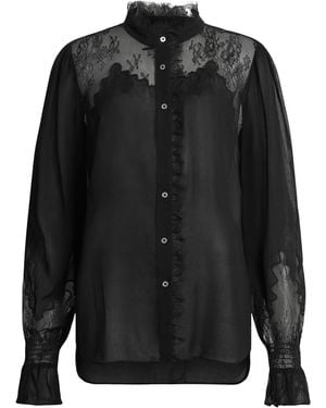 AllSaints Lace-Insert Rory Shirt - Black