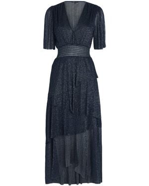 Maje Metallic Pleated Midi Dress - Blue