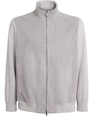 Paul & Shark Aqua Suede Bomber Jacket - Grey