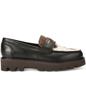 Kurt Geiger Leather Cow Print Brompton Penny Loafer - Black