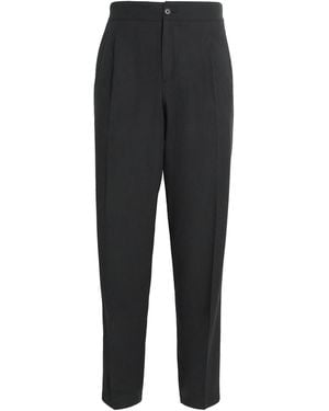Isaia Wool-Blend Pleated Trousers - Black