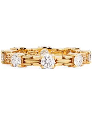 Azlee Large And Diamond Pirouette Ring - Metallic